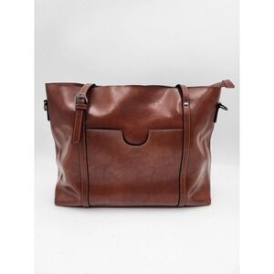 S-ZONE Leather Top Handle Satchel Daily Work Tote Shoulder Bag Brown Purse